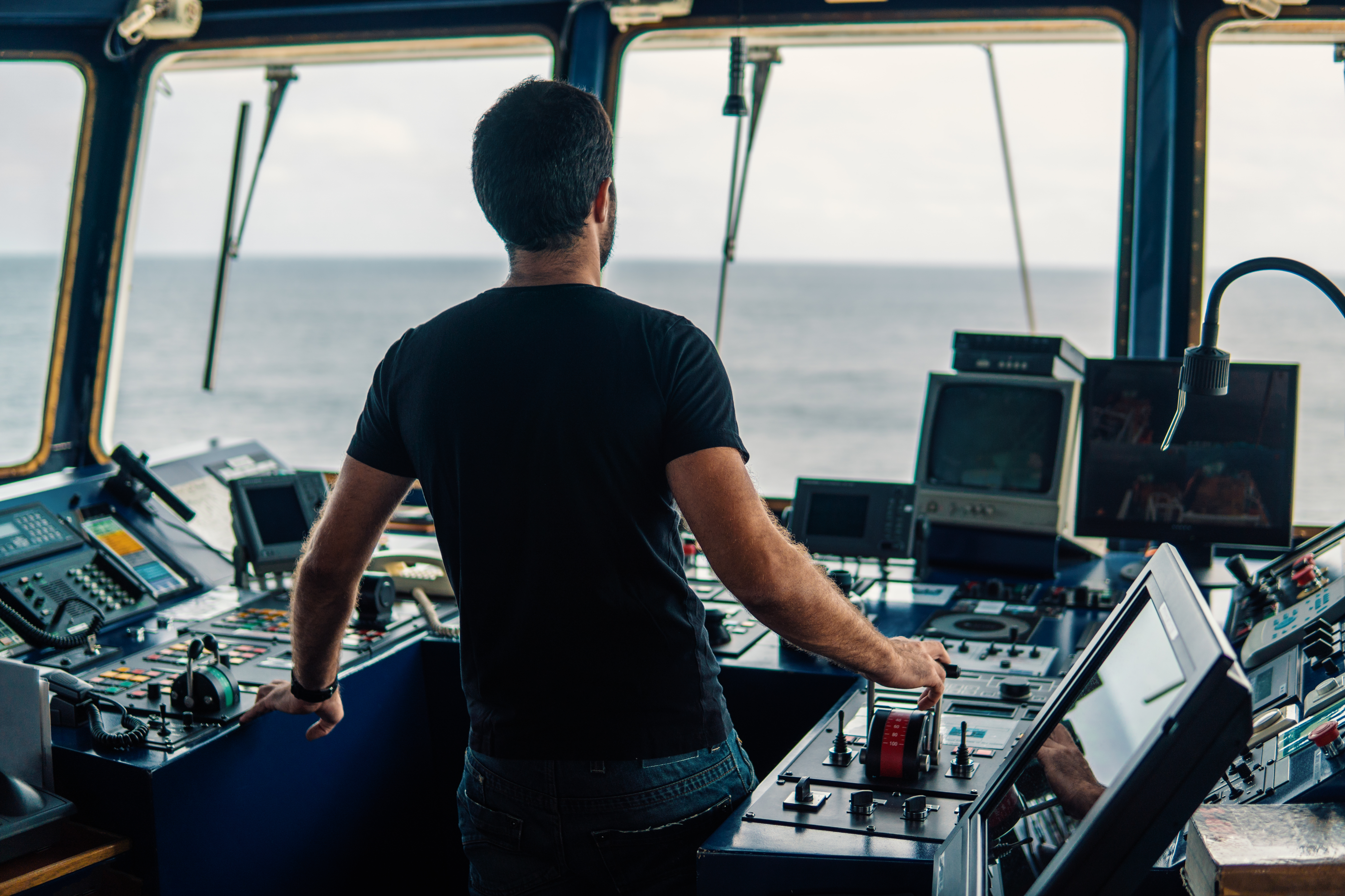 Marine Navigational Officer Is Maneuvering Ship